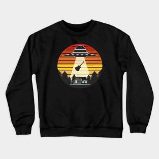 Guitar Player Funny Guitarist Acoustic Guitar UFO Crewneck Sweatshirt